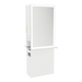 Glo Double Operator Styling Station with Slide-out Appliance Holder, Solid Surface Shelf, and Silver Rectangle Glo Mirror - Kaemark