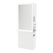 Glo Double Operator Styling Station with Slide-out Appliance Holder, Solid Surface Shelf, and Silver Rectangle Glo Mirror - Kaemark