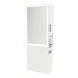 Glo Double Operator Styling Station with Slide-out Appliance Holder, Solid Surface Shelf, and Silver Rectangle Glo Mirror - Kaemark
