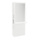 Glo Single Operator Styling Station with Pull-out Appliance Holder, Solid Surface Shelf, and Silver Rectangle Glo Mirror - Kaemark