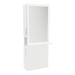 Glo Single Operator Styling Station with Pull-out Appliance Holder, Solid Surface Shelf, and Silver Rectangle Glo Mirror - Kaemark