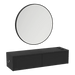 Glo Wall Mount Styling Station with Nestled Appliance Holder and Black Round Westin Mirror - Kaemark