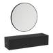 Glo Wall Mount Styling Station with Nestled Appliance Holder and Black Round Westin Mirror - Kaemark