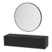 Glo Wall Mount Styling Station with Nestled Appliance Holder and Black Round Westin Mirror - Kaemark