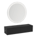 Glo Wall Mount Styling Station with Nestled Appliance Holder and Silver Round Glo Mirror - Kaemark