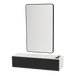 Glo Wall Mount Styling Station with Nestled Appliance Holder, Solid Surface Countertop, and Black Rectangle Westin Mirror - Kaemark