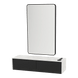 Glo Wall Mount Styling Station with Nestled Appliance Holder, Solid Surface Countertop, and Black Rectangle Westin Mirror - Kaemark