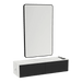 Glo Wall Mount Styling Station with Nestled Appliance Holder, Solid Surface Countertop, and Black Rectangle Westin Mirror - Kaemark