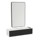Glo Wall Mount Styling Station with Nestled Appliance Holder, Solid Surface Countertop, and Black Rectangle Westin Mirror - Kaemark