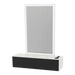Glo Wall Mount Styling Station with Nestled Appliance Holder, Solid Surface Countertop, and Silver Rectangle Glo Mirror - Kaemark