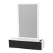 Glo Wall Mount Styling Station with Nestled Appliance Holder, Solid Surface Countertop, and Silver Rectangle Glo Mirror - Kaemark