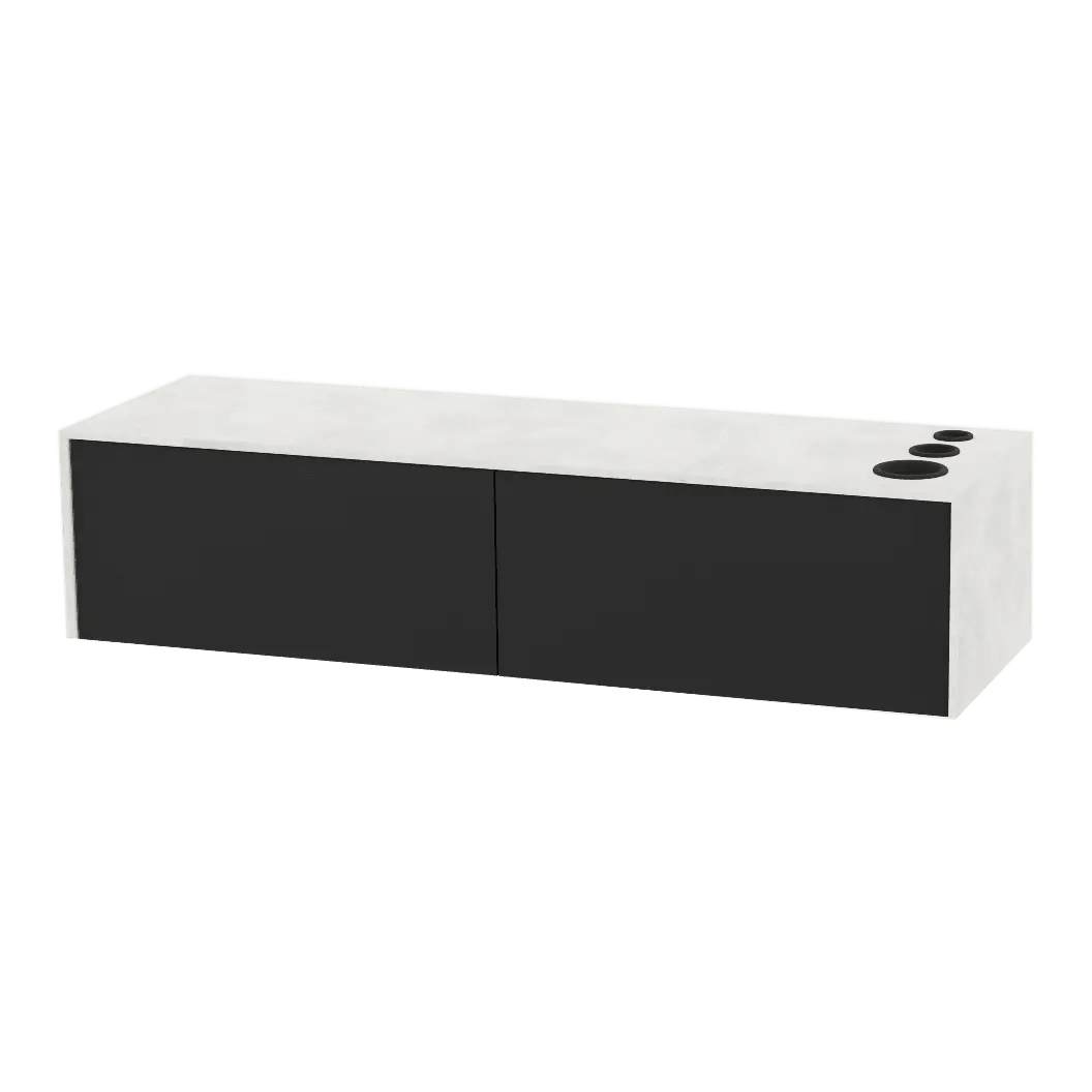 Glo Wall Mount Styling Station with Nestled Appliance Holder and Solid Surface Countertop (Cabinet Only) - Kaemark