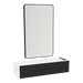 Glo Wall Mount Styling Station with Nestled Appliance Holder, Solid Surface Countertop, and Black Rectangle Westin Mirror - Kaemark