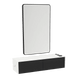 Glo Wall Mount Styling Station with Nestled Appliance Holder, Solid Surface Countertop, and Black Rectangle Westin Mirror - Kaemark