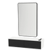 Glo Wall Mount Styling Station with Nestled Appliance Holder, Solid Surface Countertop, and Black Rectangle Westin Mirror - Kaemark