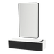 Glo Wall Mount Styling Station with Nestled Appliance Holder, Solid Surface Countertop, and Black Rectangle Westin Mirror - Kaemark