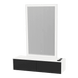 Glo Wall Mount Styling Station with Nestled Appliance Holder, Solid Surface Countertop, and Silver Rectangle Glo Mirror - Kaemark