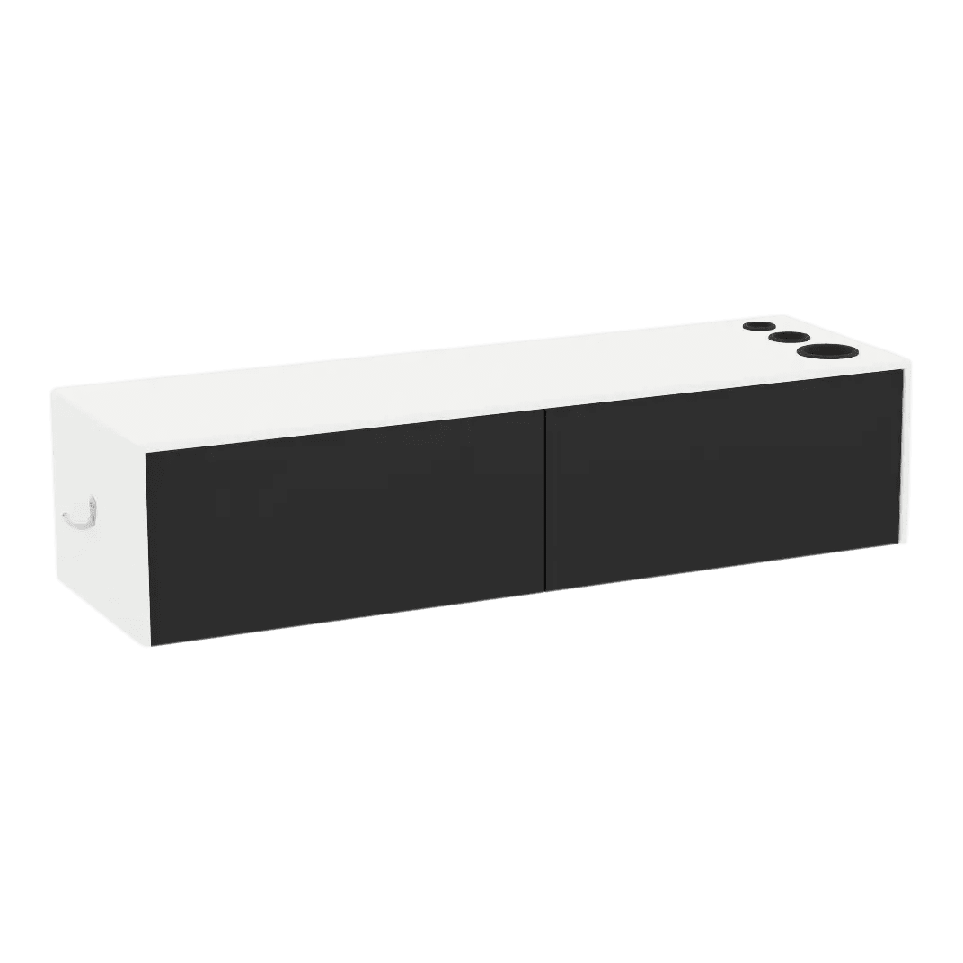 Glo Wall Mount Styling Station with Nestled Appliance Holder and Solid Surface Countertop (Cabinet Only) - Kaemark