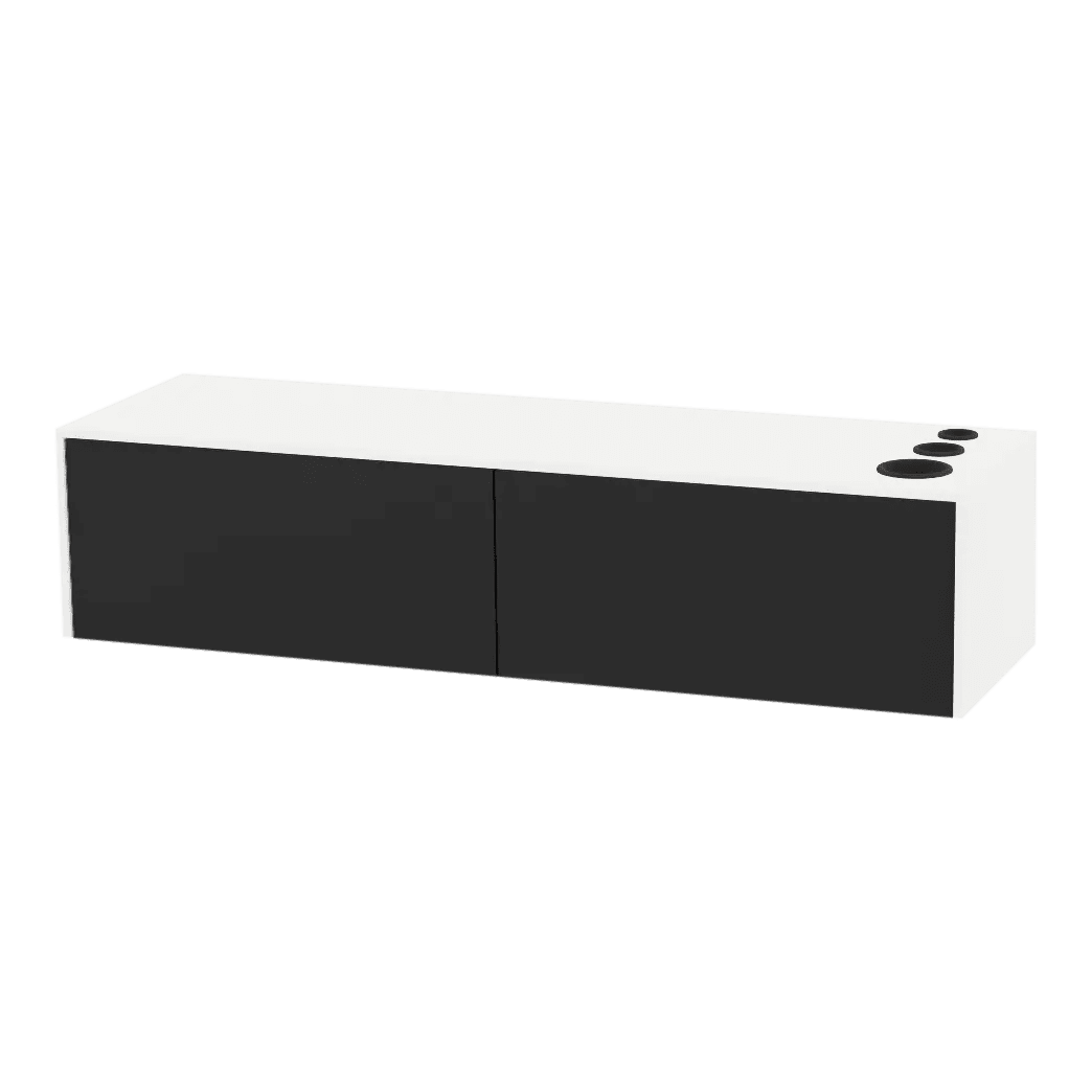 Glo Wall Mount Styling Station with Nestled Appliance Holder and Solid Surface Countertop (Cabinet Only) - Kaemark