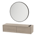 Glo Wall Mount Styling Station with Nestled Appliance Holder and Black Round Westin Mirror - Kaemark