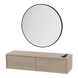 Glo Wall Mount Styling Station with Nestled Appliance Holder and Black Round Westin Mirror - Kaemark