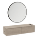 Glo Wall Mount Styling Station with Nestled Appliance Holder and Black Round Westin Mirror - Kaemark
