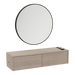 Glo Wall Mount Styling Station with Nestled Appliance Holder and Black Round Westin Mirror - Kaemark