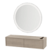 Glo Wall Mount Styling Station with Nestled Appliance Holder and Silver Round Glo Mirror - Kaemark