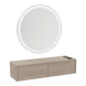 Glo Wall Mount Styling Station with Nestled Appliance Holder and Silver Round Glo Mirror - Kaemark