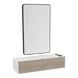 Glo Wall Mount Styling Station with Nestled Appliance Holder, Solid Surface Countertop, and Black Rectangle Westin Mirror - Kaemark