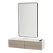 Glo Wall Mount Styling Station with Nestled Appliance Holder, Solid Surface Countertop, and Black Rectangle Westin Mirror - Kaemark