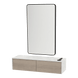 Glo Wall Mount Styling Station with Nestled Appliance Holder, Solid Surface Countertop, and Black Rectangle Westin Mirror - Kaemark