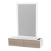 Glo Wall Mount Styling Station with Nestled Appliance Holder, Solid Surface Countertop, and Silver Rectangle Glo Mirror - Kaemark