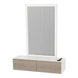 Glo Wall Mount Styling Station with Nestled Appliance Holder, Solid Surface Countertop, and Silver Rectangle Glo Mirror - Kaemark