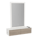 Glo Wall Mount Styling Station with Nestled Appliance Holder, Solid Surface Countertop, and Silver Rectangle Glo Mirror - Kaemark