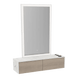 Glo Wall Mount Styling Station with Nestled Appliance Holder, Solid Surface Countertop, and Silver Rectangle Glo Mirror - Kaemark