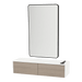 Glo Wall Mount Styling Station with Nestled Appliance Holder, Solid Surface Countertop, and Black Rectangle Westin Mirror - Kaemark