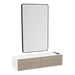 Glo Wall Mount Styling Station with Nestled Appliance Holder, Solid Surface Countertop, and Black Rectangle Westin Mirror - Kaemark