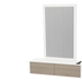 Glo Wall Mount Styling Station with Nestled Appliance Holder, Solid Surface Countertop, and Silver Rectangle Glo Mirror - Kaemark