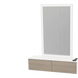 Glo Wall Mount Styling Station with Nestled Appliance Holder, Solid Surface Countertop, and Silver Rectangle Glo Mirror - Kaemark
