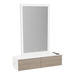Glo Wall Mount Styling Station with Nestled Appliance Holder, Solid Surface Countertop, and Silver Rectangle Glo Mirror - Kaemark