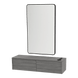 Glo Wall Mount Styling Station with Nestled Appliance Holder and Black Rectangle Westin Mirror - Kaemark