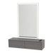 Glo Wall Mount Styling Station with Nestled Appliance Holder and Silver Rectangle Glo Mirror - Kaemark
