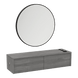 Glo Wall Mount Styling Station with Nestled Appliance Holder and Black Round Westin Mirror - Kaemark