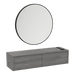 Glo Wall Mount Styling Station with Nestled Appliance Holder and Black Round Westin Mirror - Kaemark