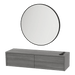 Glo Wall Mount Styling Station with Nestled Appliance Holder and Black Round Westin Mirror - Kaemark