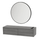 Glo Wall Mount Styling Station with Nestled Appliance Holder and Black Round Westin Mirror - Kaemark