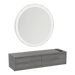 Glo Wall Mount Styling Station with Nestled Appliance Holder and Silver Round Glo Mirror - Kaemark