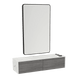 Glo Wall Mount Styling Station with Nestled Appliance Holder, Solid Surface Countertop, and Black Rectangle Westin Mirror - Kaemark