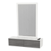 Glo Wall Mount Styling Station with Nestled Appliance Holder, Solid Surface Countertop, and Silver Rectangle Glo Mirror - Kaemark